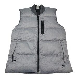 Nike Sportswear Puffer Vest M Heather Gray Insulated Goose Down Fabric Outer